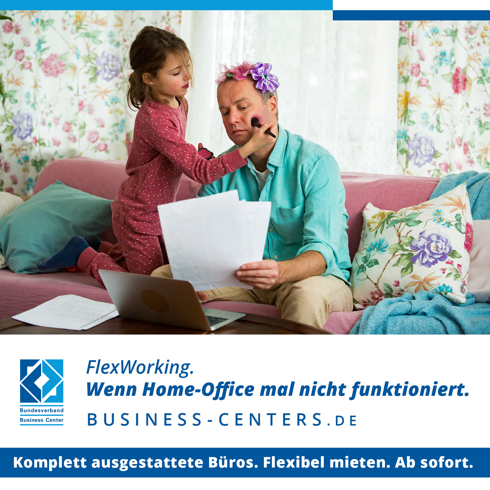 Motive der Kampagne zum Thema Home-Office in den Sozialen Netzwerken